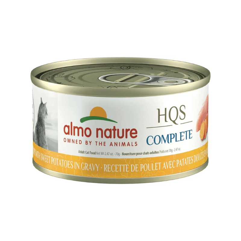 *(Best By 2025-03-26)* Canned Cat Food - HQS COMPLETE - Chicken Recipe with Sweet Potato in Gravy - Adult - 2.47 oz