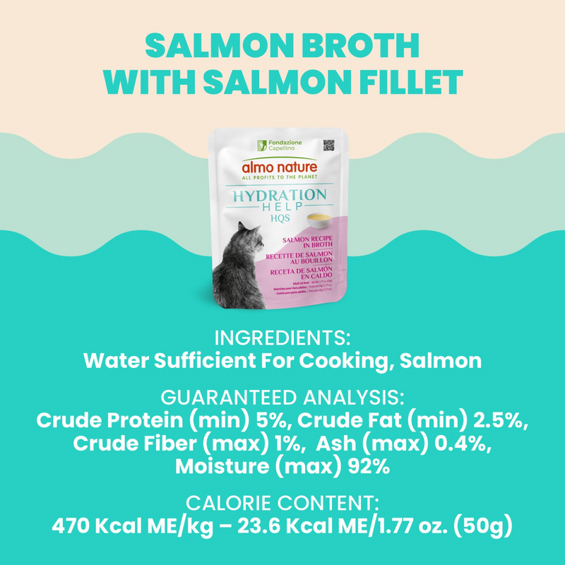 成年猫湿粮零食 - Hydration Help HQS - 三文鱼汤汁配方 - 50克妙鲜包
