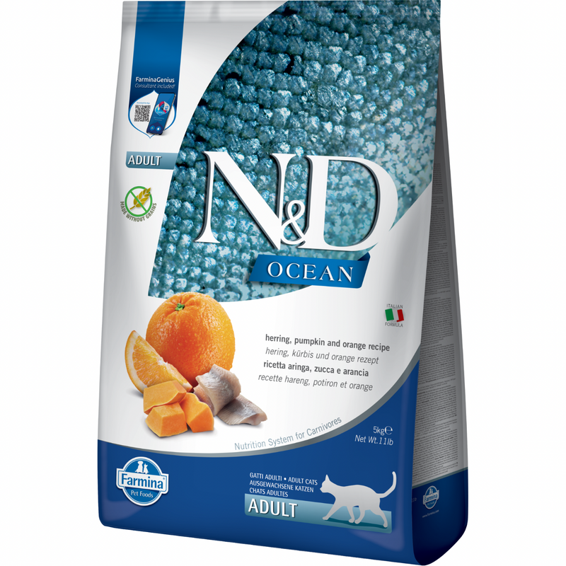 猫干粮 - N & D - 海洋 - 鲱鱼，南瓜 & 橙子 - 成年猫