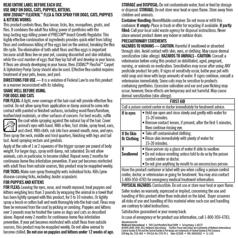 Flea & Tick Spray For Dogs & Cats - with PRECOR® Insect Growth Regulator (IGR)