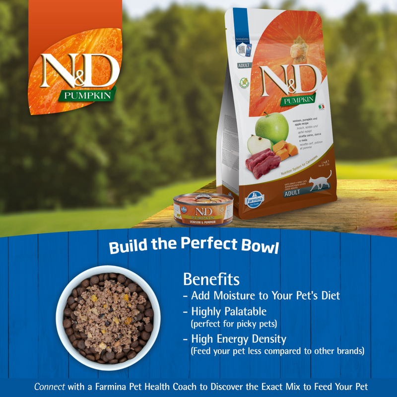 Dry Cat Food - N & D - PUMPKIN - Venison, Pumpkin & Apple - Adult