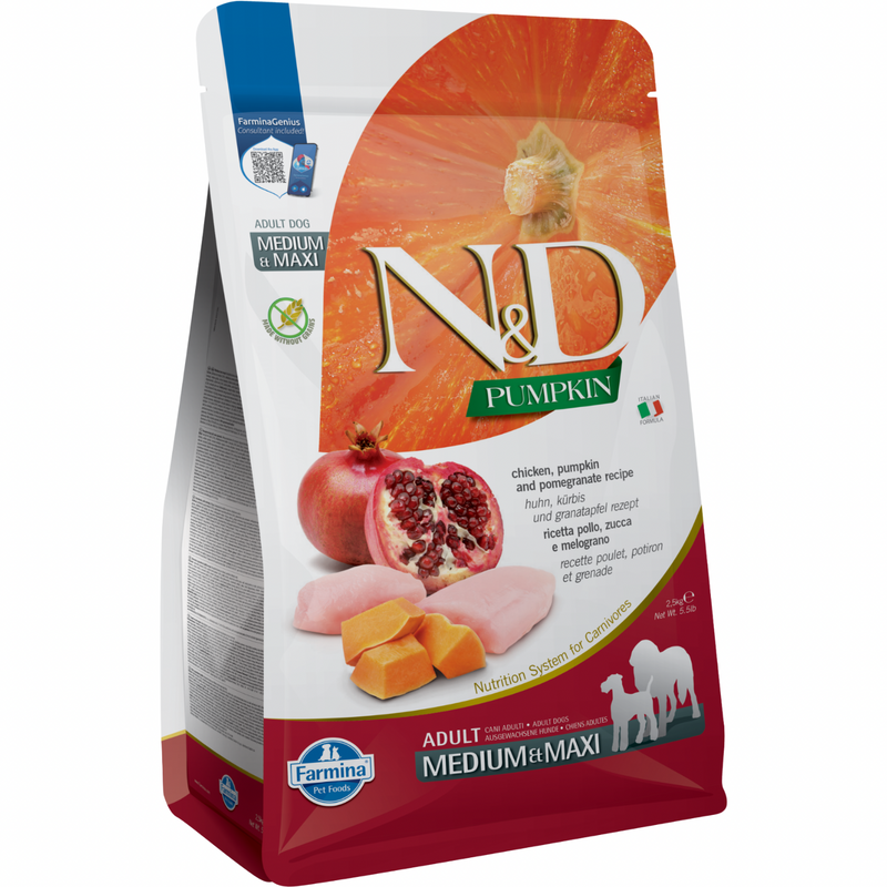 Dry Dog Food - N & D - PUMPKIN - Chicken & Pomegranate - Adult Medium & Maxi