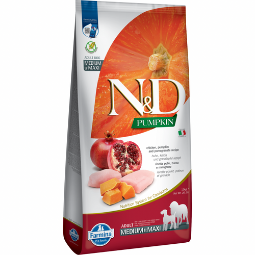 *(Please Use By 2026-09-19)* Dry Dog Food - N & D - PUMPKIN - Chicken & Pomegranate - Adult Medium & Maxi - 26.5 Lb