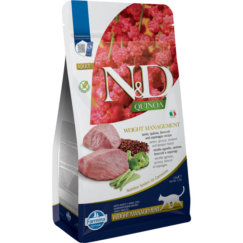 Dry Cat Food - N & D - QUINOA - Weight Management - Lamb - Adult