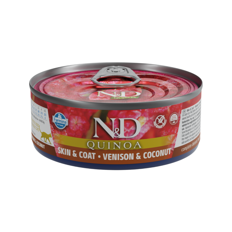 Canned Cat Food - N & D - QUINOA - Skin & Coat - Venison & Coconut