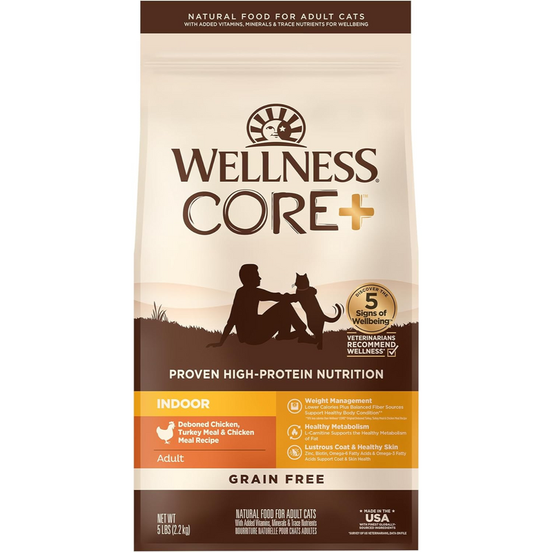 *(Please Use By 2026-01-09)* Dry Cat Food - CORE+, Grain Free Chicken & Turkey - INDOOR Adult - 5 Lb