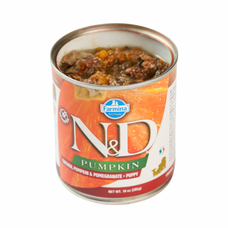Nourriture pour chiens en conserve - N&D - Pumpkin - poulet, citrouille et grenade - chiot mini - 4,9 oz