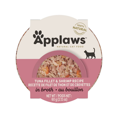 Côté plat gâterie pour chats - bouillon - filet de thon avec crevettes - 60 g