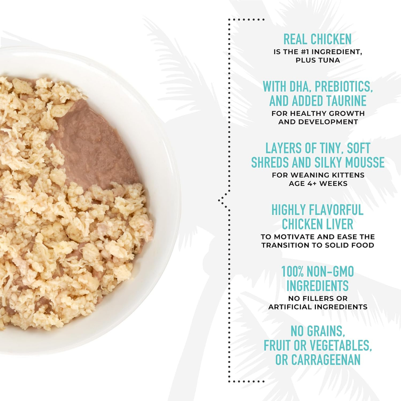Canned Cat Food - BABY Mousse & Shreds - Chicken, Tuna & Chicken Liver Recipe - Kitten