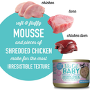 Canned Cat Food - BABY Mousse & Shreds - Chicken, Tuna & Chicken Liver Recipe - Kitten