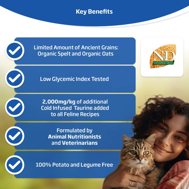 Dry Cat Food - N & D - ANCESTRAL GRAIN - Lamb & Blueberry - Adult