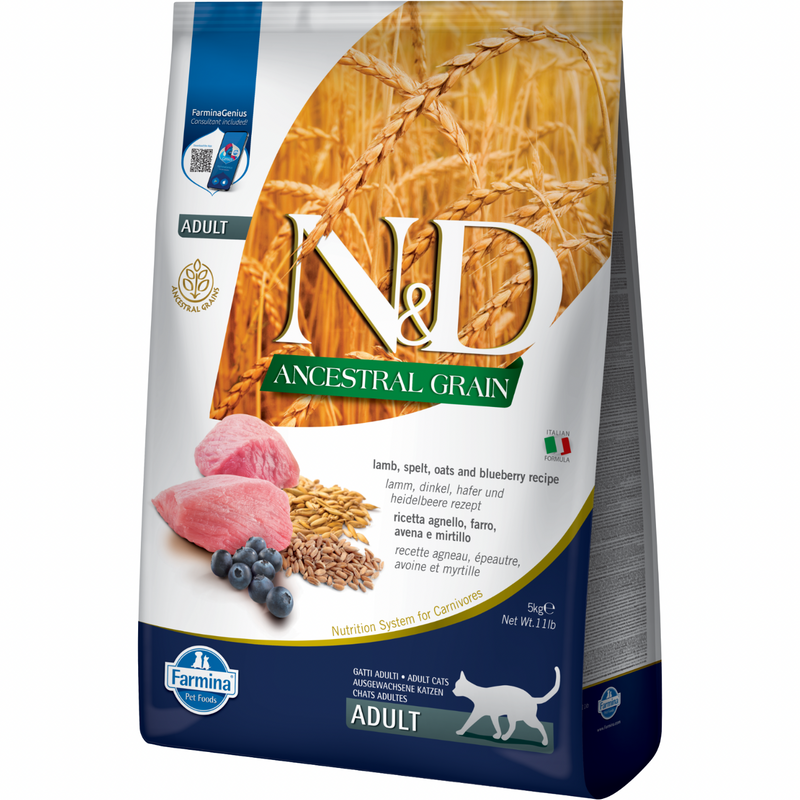 Dry Cat Food - N & D - ANCESTRAL GRAIN - Lamb & Blueberry - Adult