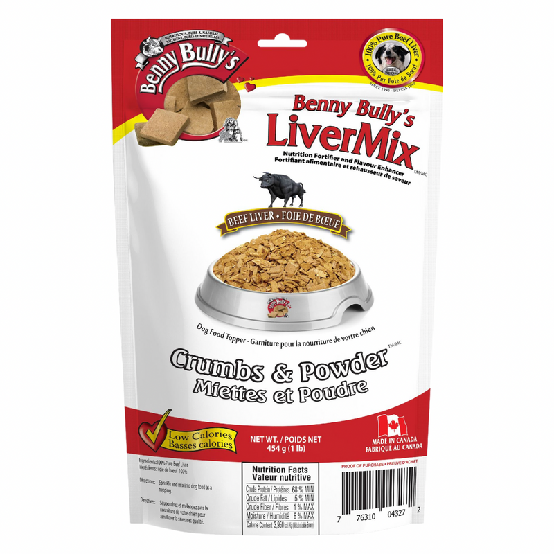 Freeze Dried Dog Food Topper - LiverMix - Crumbs & Powder Beef Liver