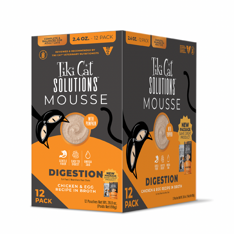 Wet Cat Food - SOLUTIONS MOUSSE - Digestion - Chicken & Egg Recipe in Broth - Adult