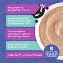 Wet Cat Food - VELVET MOUSSE - Hairball Control - Chicken & Tuna Recipe in Broth - Adult - 2.8 oz pouch