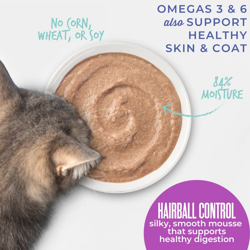 Wet Cat Food - VELVET MOUSSE - Hairball Control - Chicken & Tuna Recipe in Broth - Adult - 2.8 oz pouch