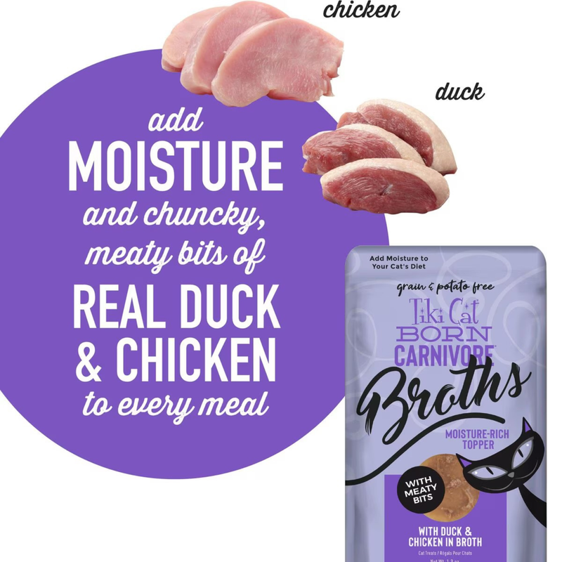 猫辅食配菜妙鲜包 - BROTHS - 鸭汤鸡肉鸭肉 - 1.3 盎司