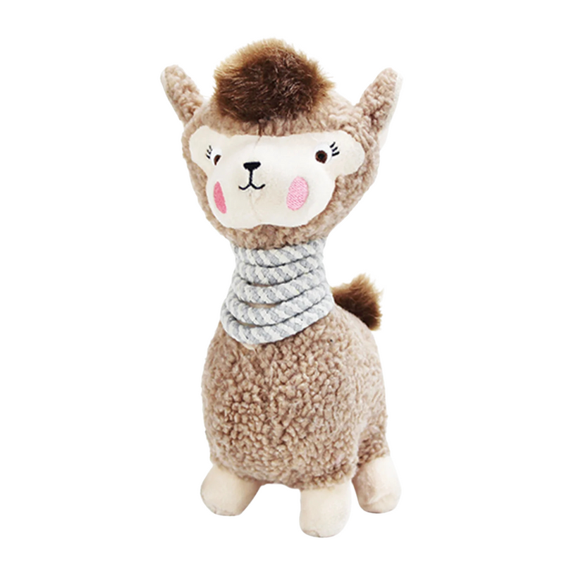 Rope Neck Plush Dog Toy - Lola The Llama