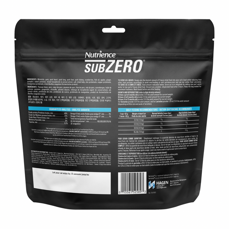 Freeze Dried Cat Food - SUBZERO - Whitefish & Cranberry Recipe