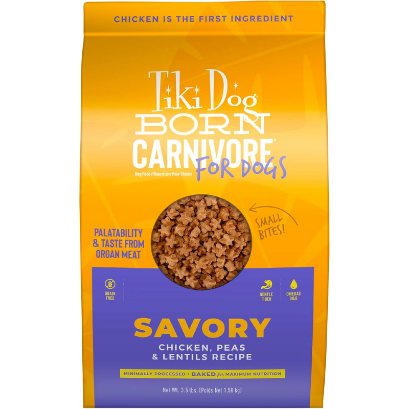 *(Best By 2024-11-02)* Dry Dog Food - BORN CARNIVORE - SAVORY Chicken, Peas & Lentils Recipe - 3.5 lb