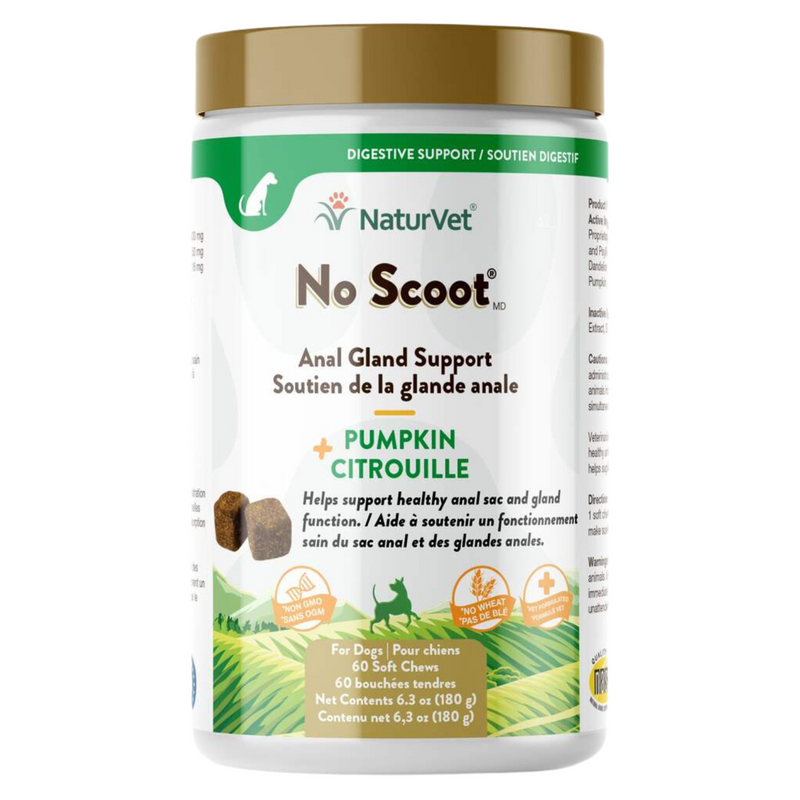 Dog Supplement - DIGESTIVE SUPPORT - No Scoot - Anal Gland Support + Pumpkin Citrouille - 60 soft chews