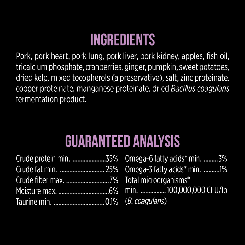 Freeze Dried Dog Food - SUBZERO - Pork & Apple Recipe