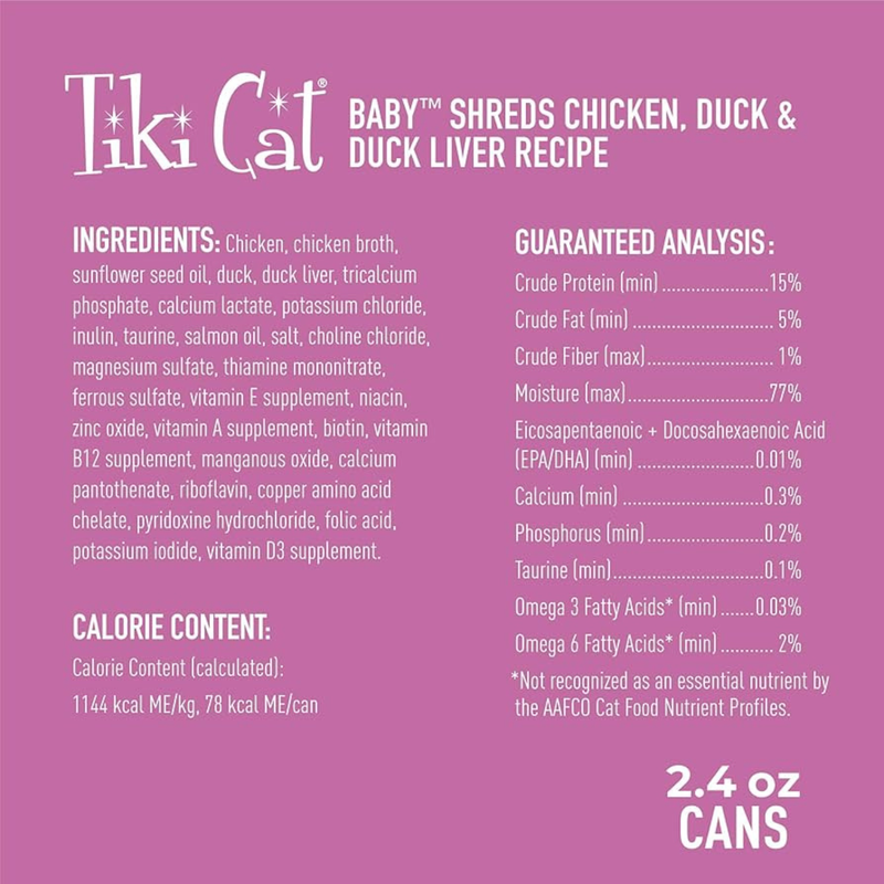 Nourriture pour chats en conserve - Bébé - Recette de foie de poulet, canard et canard pour les chatons - 2,4 oz