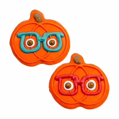 Decorated Dog Cookie - Pumpkins with Specs Appeal | Fall - 1 pc (Bulk)