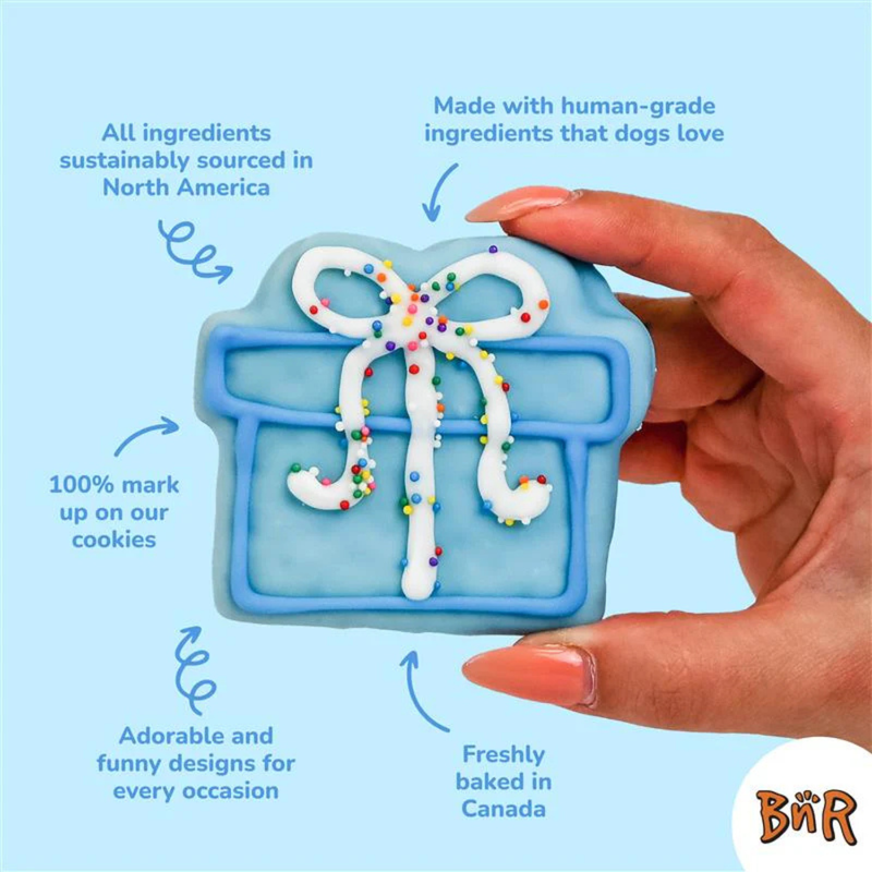Decorated Dog Cookie, Un-Wrap The Fun | Birthday - 1 pc