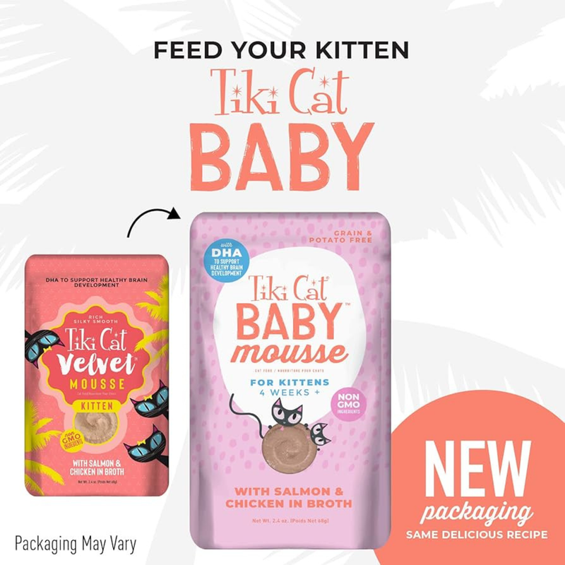 Wet Cat Food - BABY MOUSSE - Salmon & Chicken in Broth - Kitten