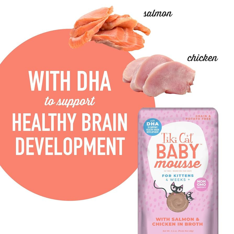 Wet Cat Food - BABY MOUSSE - Salmon & Chicken in Broth - Kitten