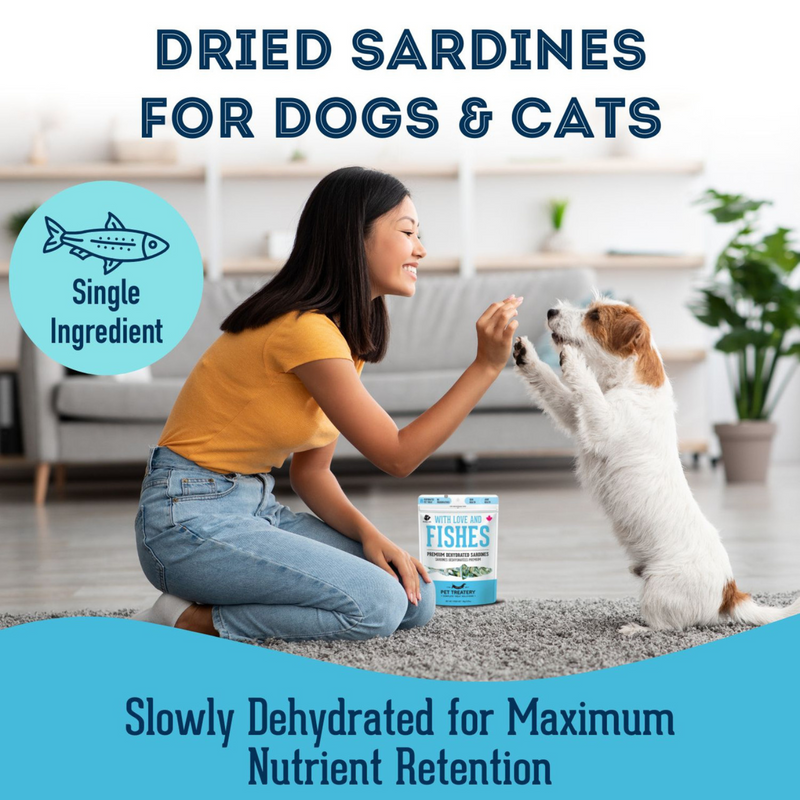 Dog & Cat Treat - With Love And Fishes - Premium Dehydrated Sardines