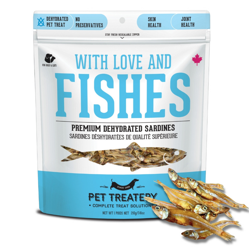 Dog & Cat Treat - With Love And Fishes - Premium Dehydrated Sardines