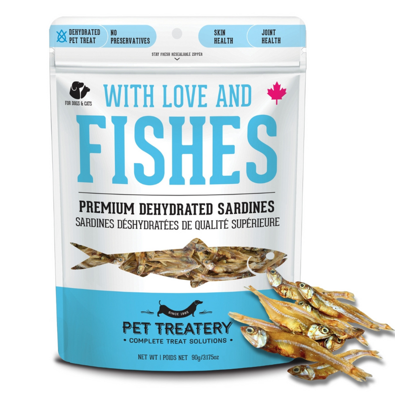 Dog & Cat Treat - With Love And Fishes - Premium Dehydrated Sardines