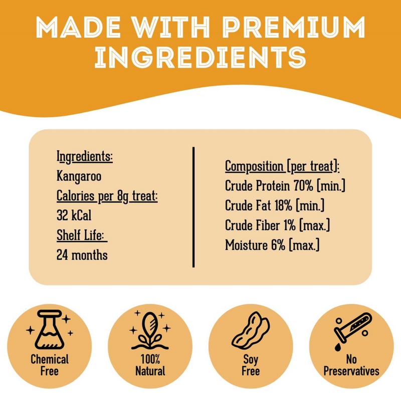 猫狗通用零食 - G'day Mate - 高级风干袋鼠肉