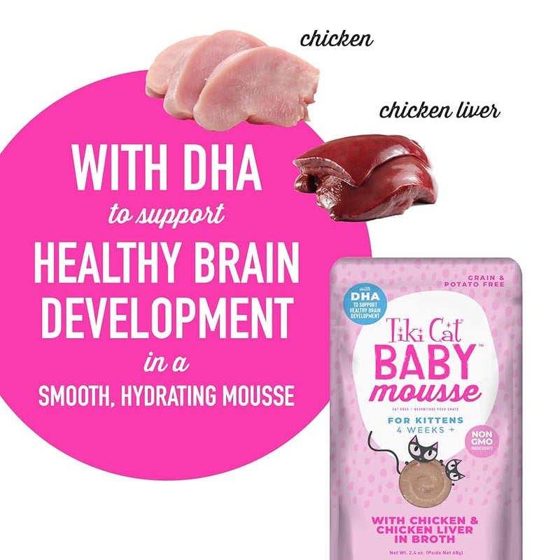 Wet Cat Food - BABY MOUSSE - Chicken & Chicken Liver in Broth - Kitten