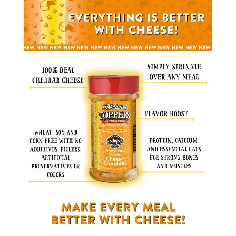 Feeze Dried FUNCTIONAL Food Topper for Dogs & Cats - Cheese Crumbles - 5 oz