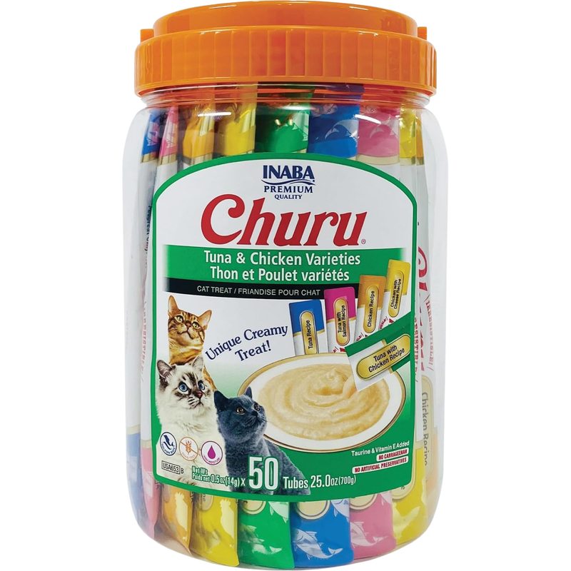 Creamy Cat Treat - CHURU - 50 ct Tuna & Chicken Variety Jar