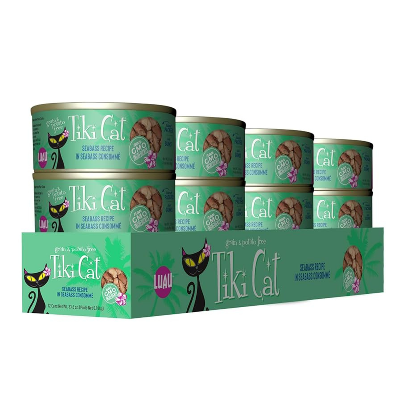 Canned Cat Food - Oahu LUAU - Seabass Recipe in Seabass Consommé