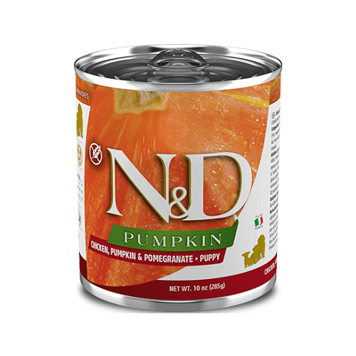 *(Best By 2025-03-31)* Canned Dog Food - N & D - PUMPKIN - Chicken, Pumpkin & Pomegranate - Puppy All Breeds - 10 oz