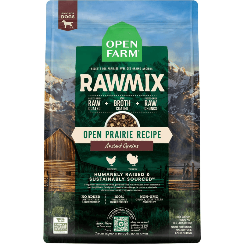 *(Best By 2025-04-15)* Dry Dog Food - RAWMIX - Open Prairie Recipe with Ancient Grains - 3.5 lb