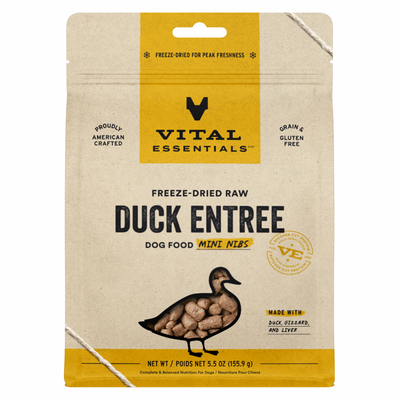 *(Best By 2025-04-11)* Freeze Dried Dog Food - Duck Entree - Mini Nibs - 5.5 oz