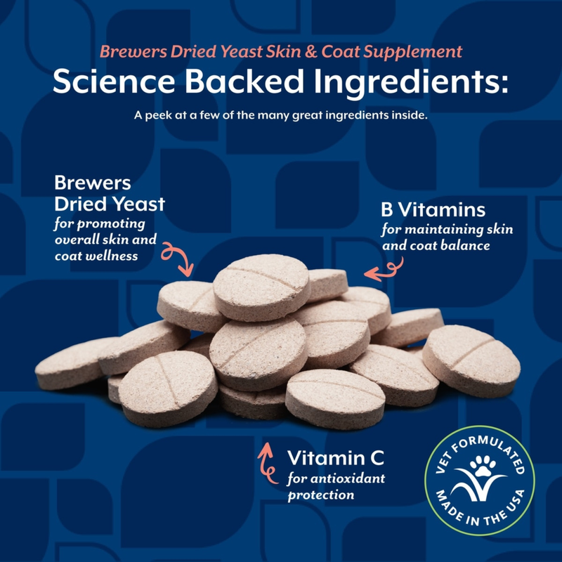 Supplément de soins de la peau et du manteau - Brewers levure séchée avec des comprimés à la croque à l'ail (plus des vitamines)