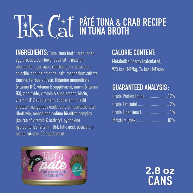 Canned Cat Food - GRILL Pate - Tuna & Crab Recipe in Tuna Broth