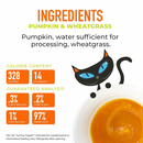 Wet Cat Food Topper - TUMMY TOPPER - Pumpkin Puree & Wheatgrass