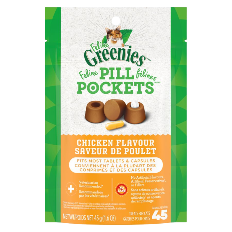 Cat Treat - FELINE GREENIES - FELINE PILL POCKETS - Chicken Flavor