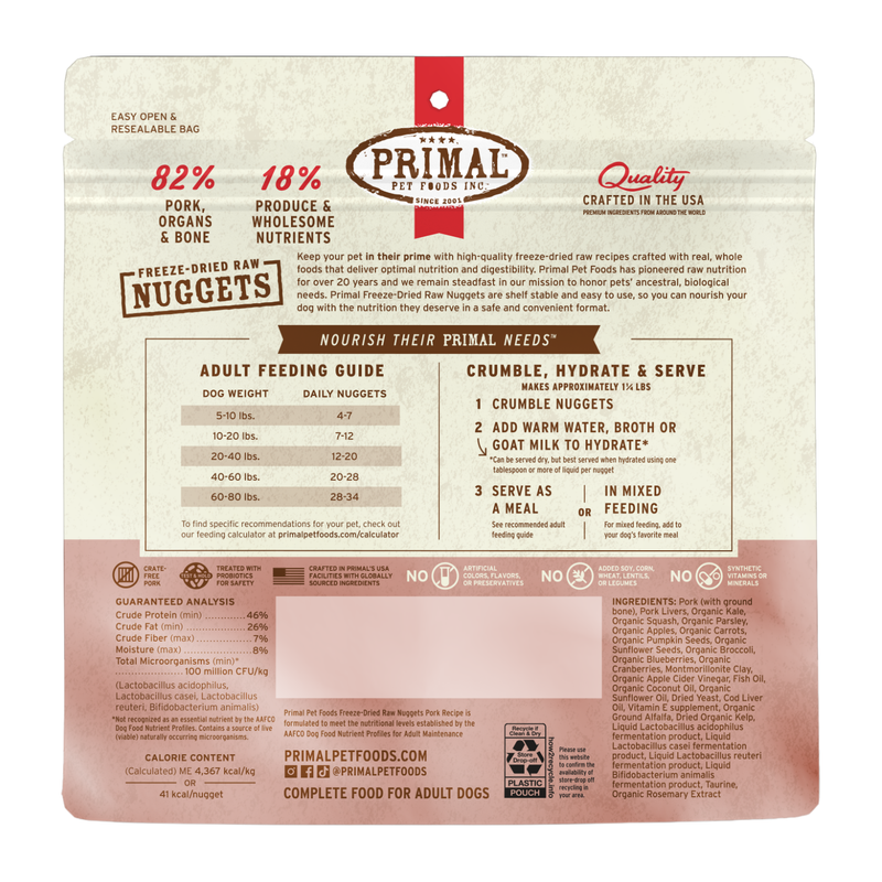 Freeze Dried Dog Food - Pork Dinner Nuggets - Adult