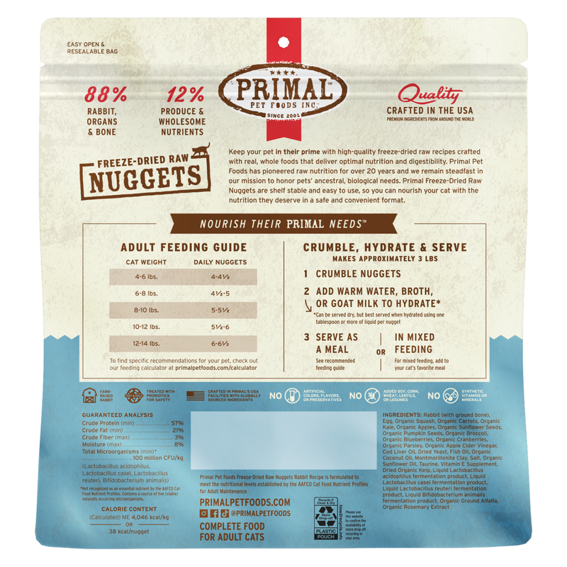 Freeze Dried Cat Food - Rabbit Dinner Nuggets - Adult