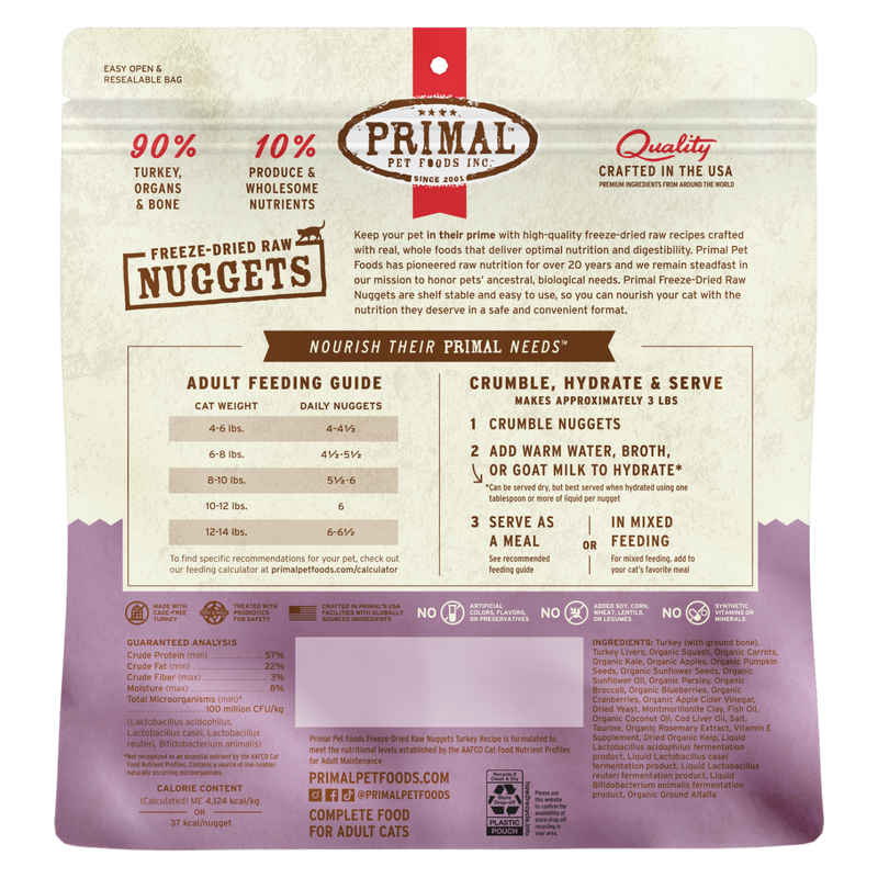 Freeze Dried Cat Food - Turkey Dinner Nuggets - Adult
