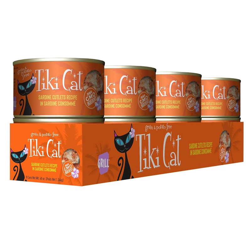 Canned Cat Food - Tahitian GRILL - Sardine Cutlets Recipe in Sardine Consommé